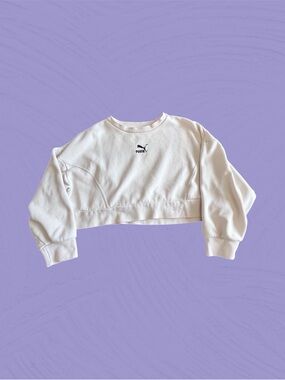 Puma Cropped Crew Sweatshirt with Black Logo